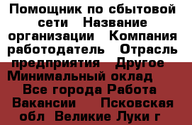 Помощник по сбытовой сети › Название организации ­ Компания-работодатель › Отрасль предприятия ­ Другое › Минимальный оклад ­ 1 - Все города Работа » Вакансии   . Псковская обл.,Великие Луки г.